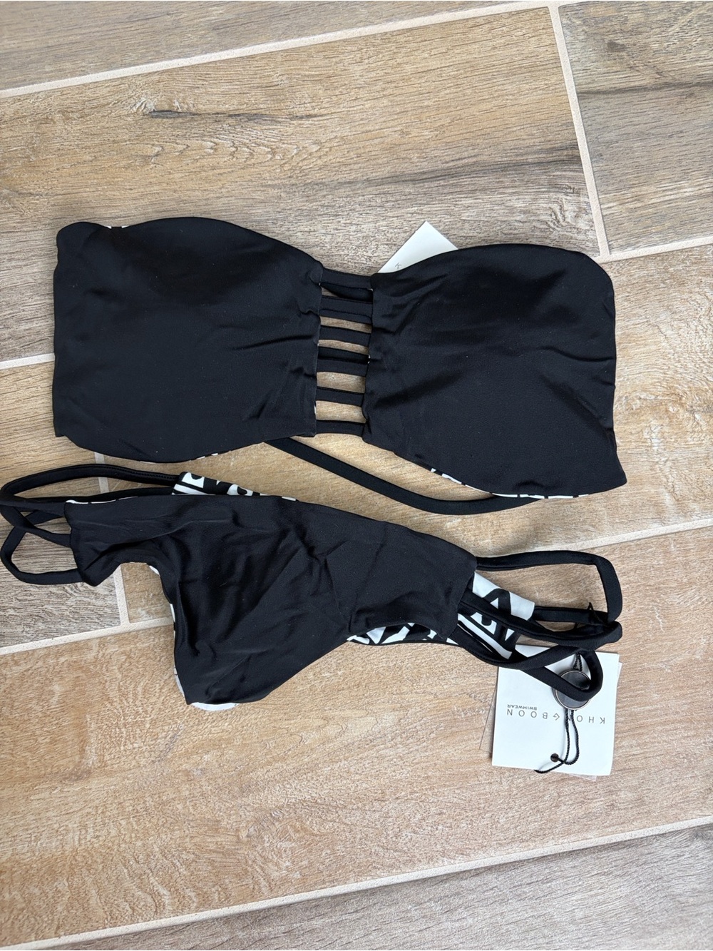 Khongboon Reversible Black & White Swim Bikini Set new with Tags